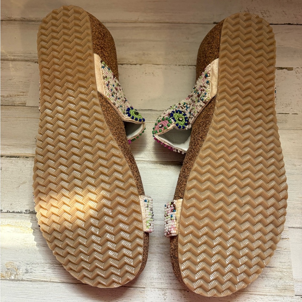 Beaded Floral Double-Strap Sandals in Brown Azura sandals - Picture 4 of 4